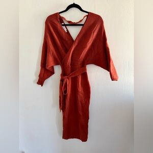 Petal and Pup orange rust colored sweater midi dress